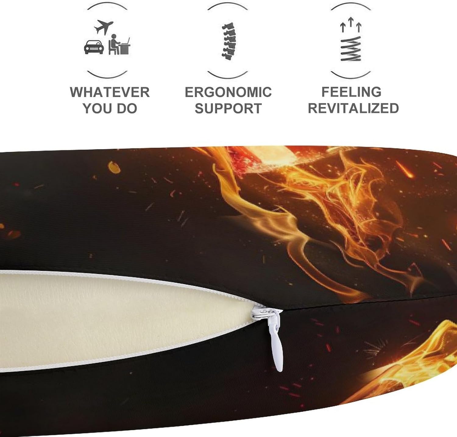 Fire and Flames of U.S. Burning Funny Travel Pillow U Shaped Memory Foam Neck Pillows Portable for Flight Car Home Office