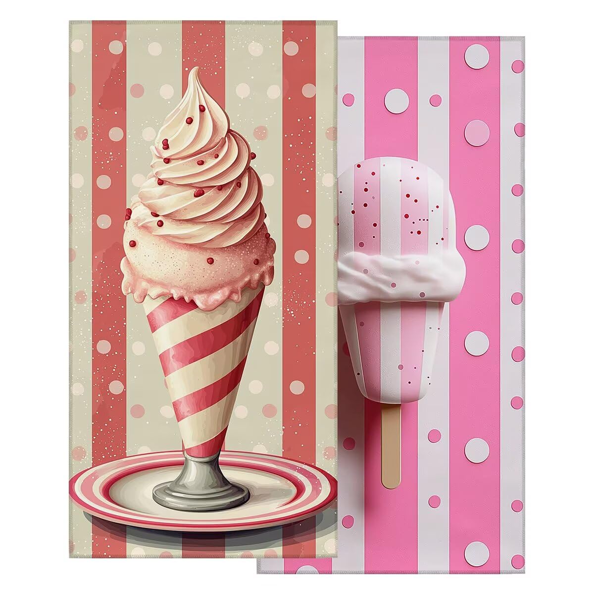 Toalla Playa 80x160 cm, Toalla Gimnasio Microfibra Secado Rapido, Juego de 2 Antiarena Toallas de Playa, Ligera Compacta Toallas Microfibra Grande para Viaje, Regalo Hombre Regalo Mujer (Helado) -4295