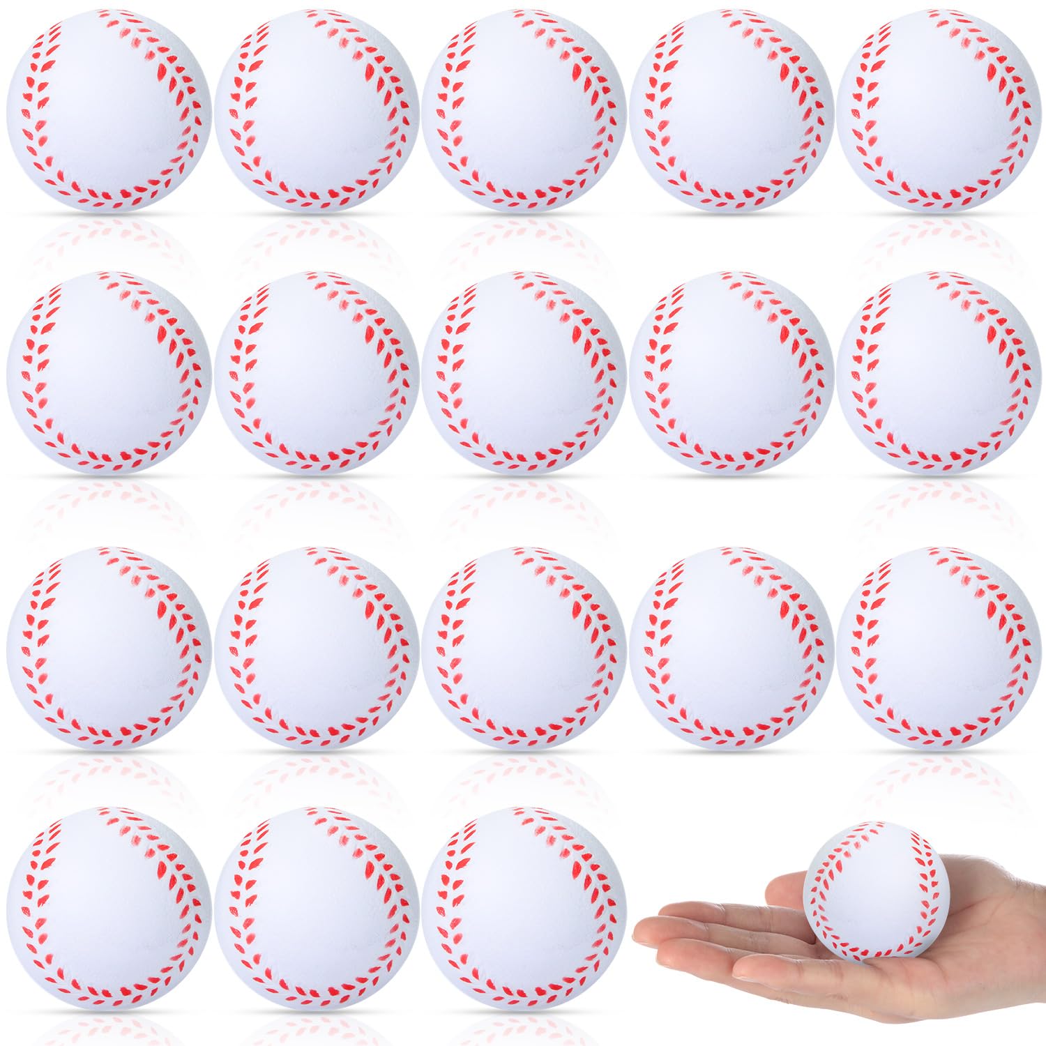 Blulu 30 Packs Baseball Stress Balls Party Favors Foam Mini Baseball Squeeze Balls for Kids, School Carnival Reward and Party Supplies