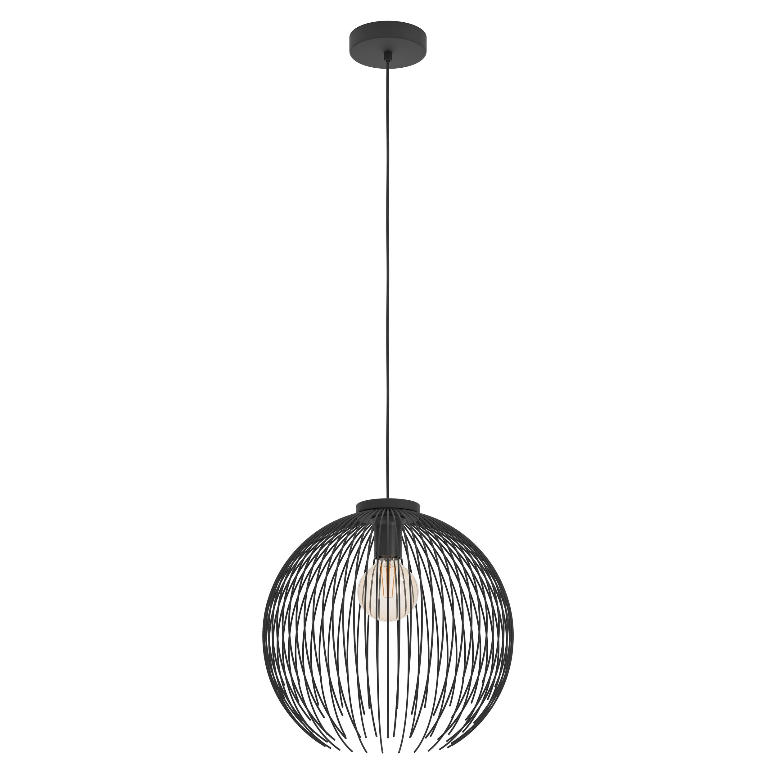 Eglo LED hanglamp Empoli, 3-lichts pendellamp boven eettafel, retro eetkamerlamp van metaal in zwart en messing, lamp hangend met E27 fitting Eglo LED hanglamp Empoli, 3-lichts pendellamp boven eettafel, retro eetkamerlamp van metaal in zwart en messing, lamp hangend met E27 fitting