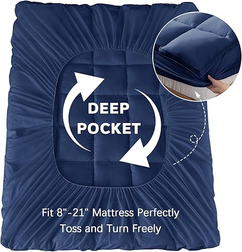 Miniatura 5 de CYMULA Cubrecolchón tamaño Queen, funda de colchón refrescante, extra gruesa con bolsillos profundos elásticos de 8 a 21 pulgadas, protector de