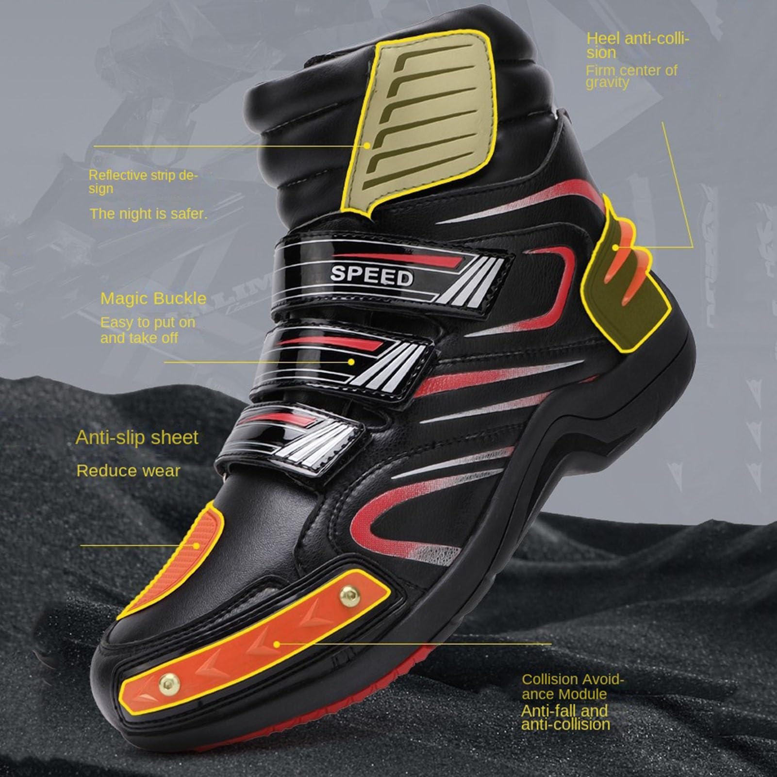 Stivali da Moto da Uomo alla Moda, Trekking, Scarpe da Moto Leggere, Traspiranti e Resistenti alle intemperie