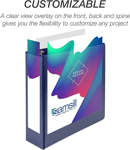 Vista 238 de Samsill Carpeta duradera de 1.5 pulgadas, fabricada en los Estados Unidos, carpeta de anillos en D, carpeta transparente personalizable, surtido