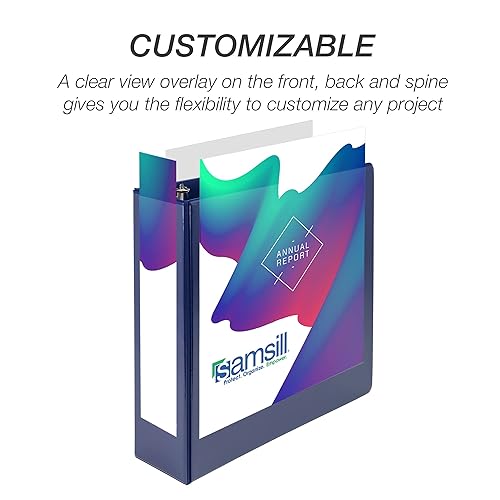 Vista 179 de Samsill Carpeta duradera de 1.5 pulgadas, fabricada en los Estados Unidos, carpeta de anillos en D, carpeta transparente personalizable, color Negro