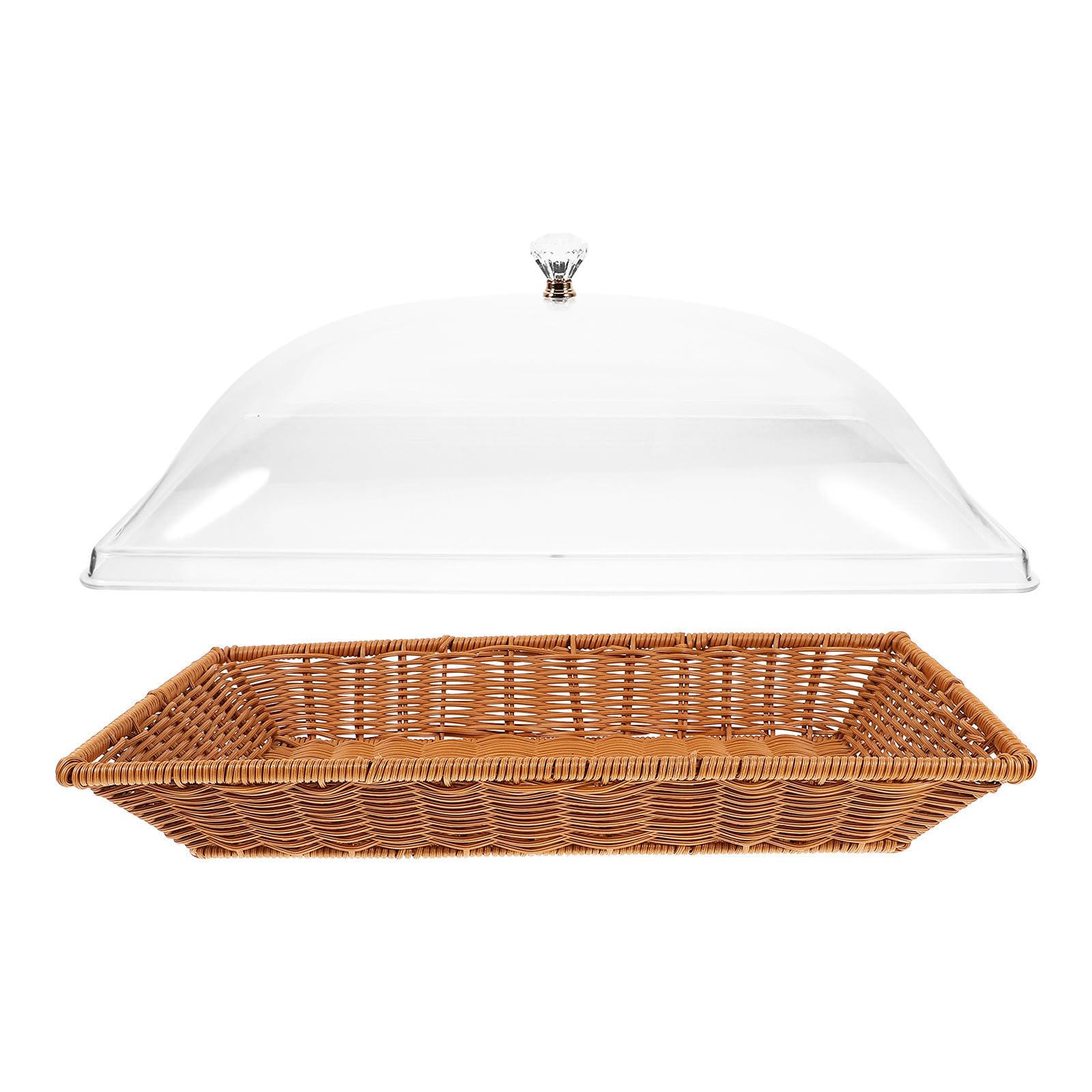 Panier tressé en PP avec couvercle transparent style minimaliste pour bureau