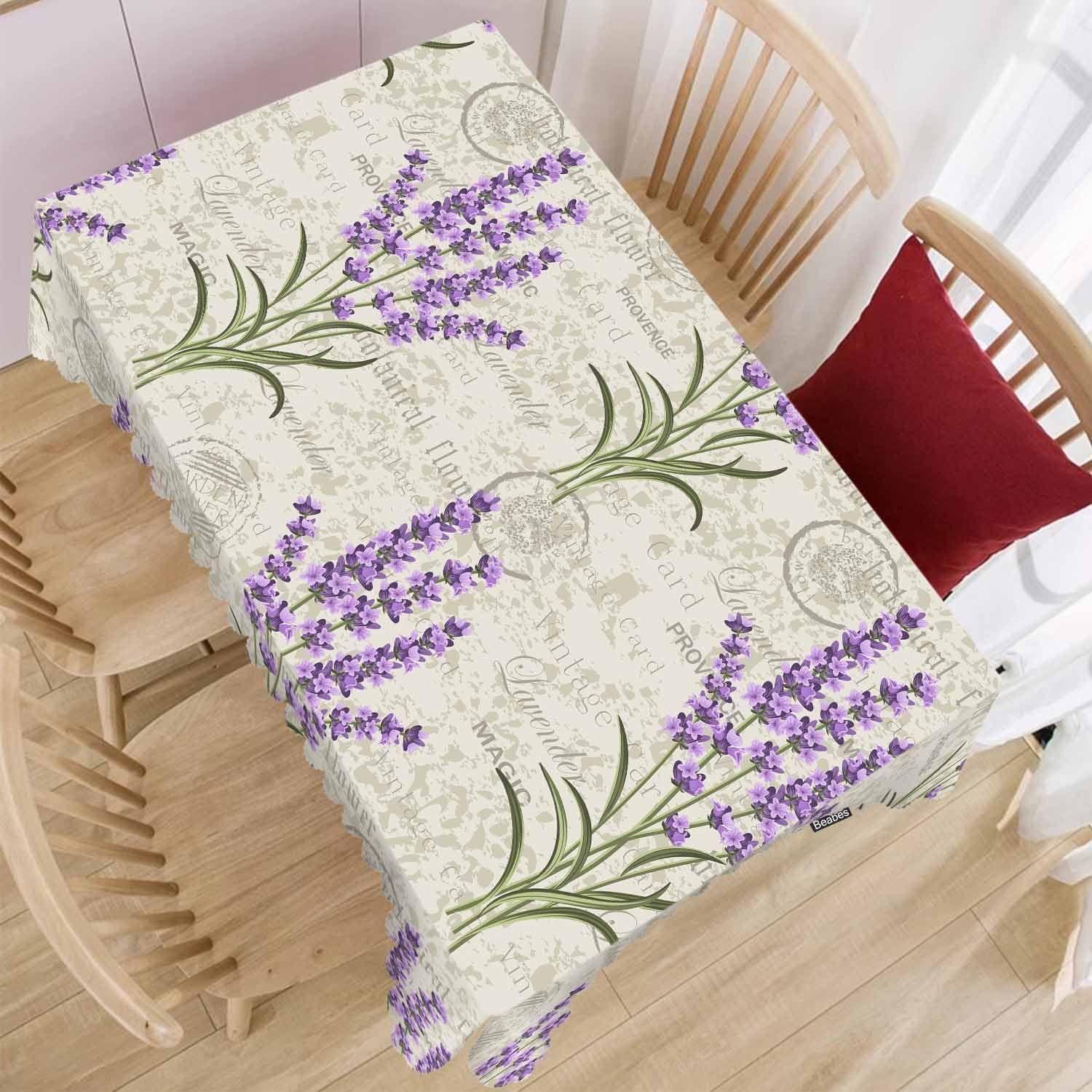 Mantel Mesa Rectangular Lavanda Morada, Manteles Antimanchas Escena del Jardín, 3D Impresión Mantel Impermeable Lavable para Cocina Salón Comedor, 140x300 cm Q/P4120