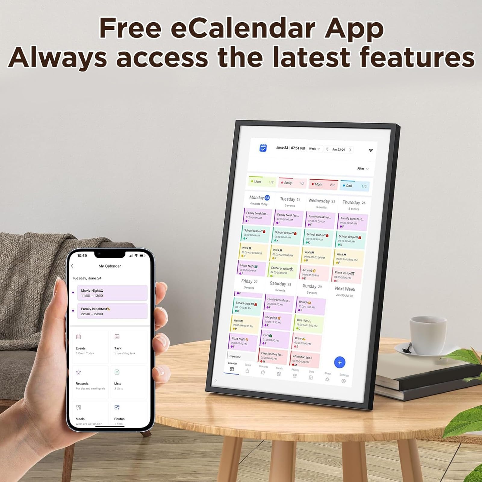 Ausla Calendario Digitale Intelligente, Agenda Familiare con Touchscreen HD con Cornice Digitale, Display da 10,1 Pollici per l'organizzazione della Casa e della Famiglia