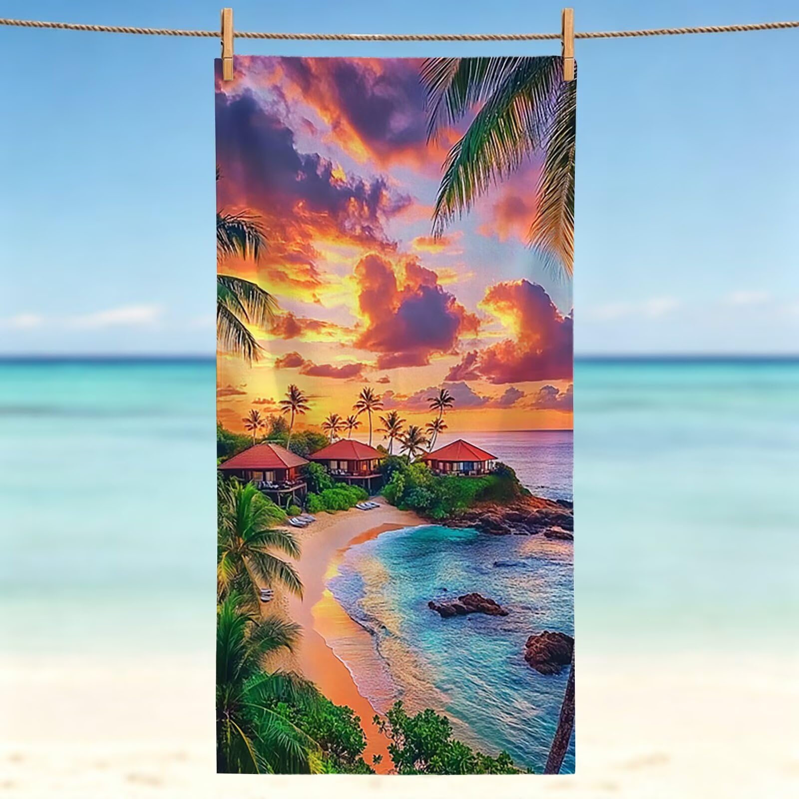 Serviette de plage microfibre anti-sable et drap de bain séchage rapide