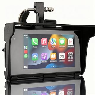 Motorcycle Audio Video Player - 5 Inch IPS Touchscreen with GPS Navigation, Dual Bluetooth, IP67 Waterproof, Easy to Install
