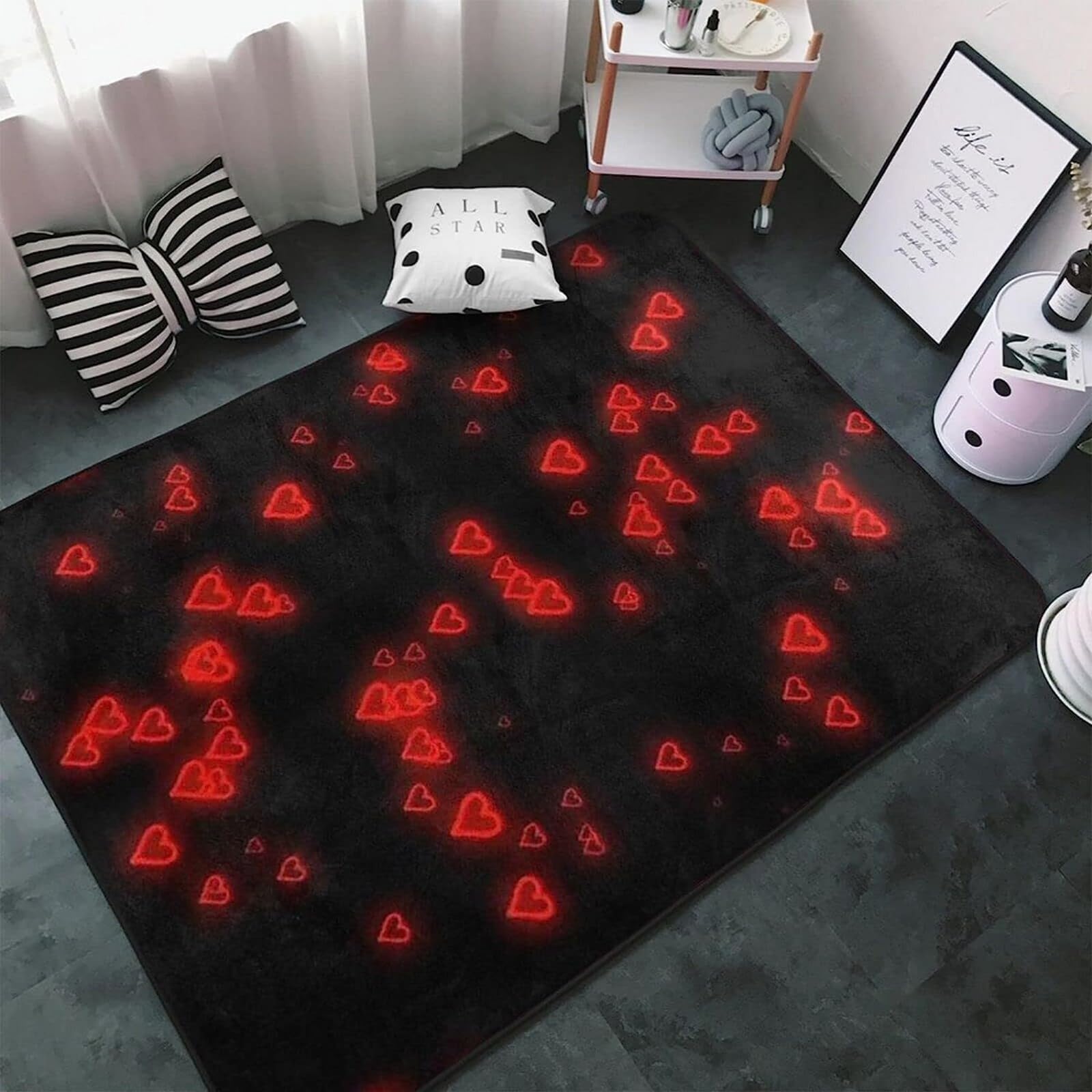 Tapis de salon Saint Valentin imprimé 3D, grand tapis de sol doux pour décoration de maison