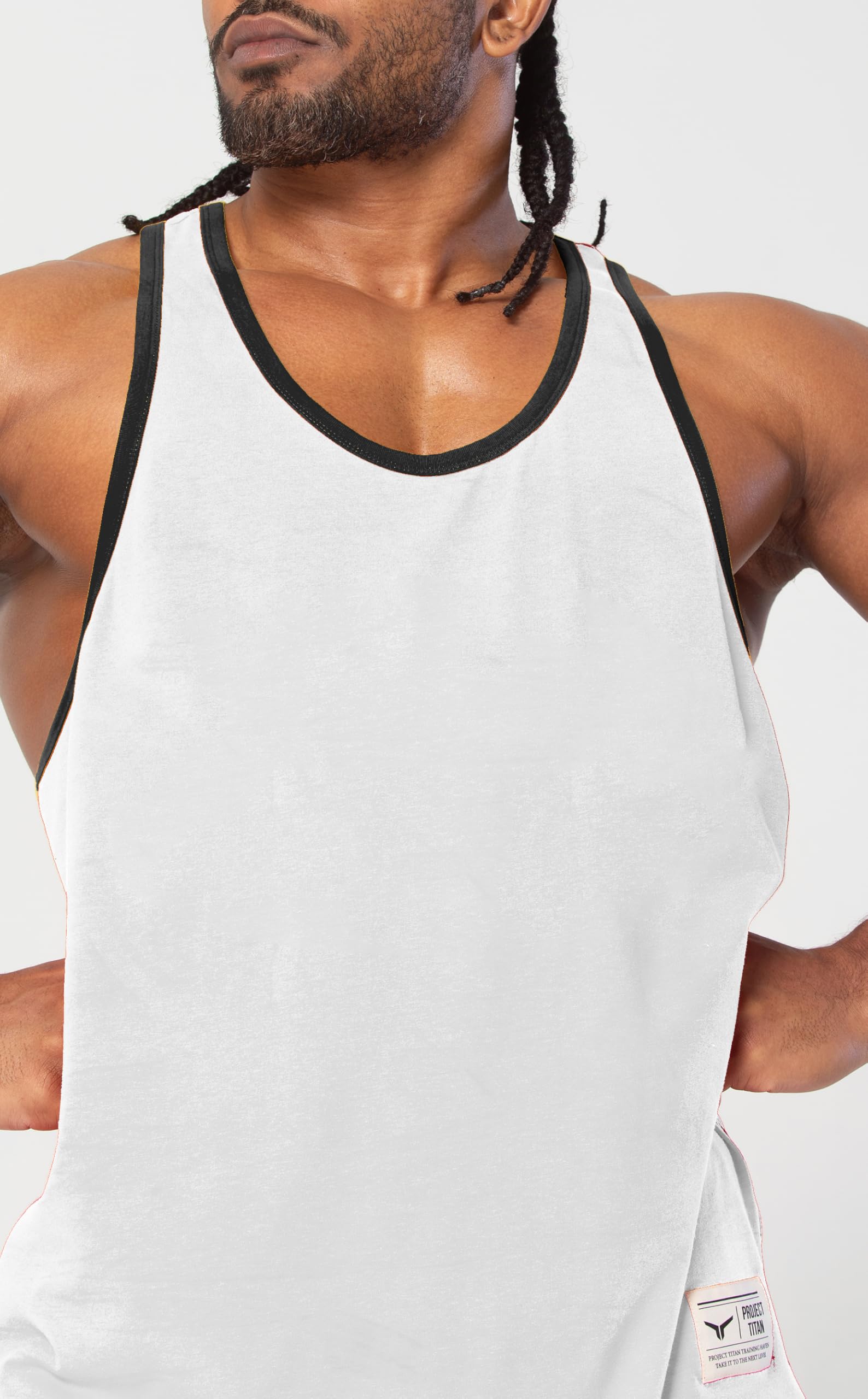 Camiseta sin Mangas para Hombre, para Culturismo, Gimnasio, Entrenamiento, Blanco, Large