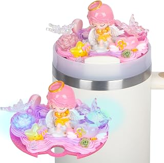 foci cozi Compatible with Stanley Cup Lid Accessories Charms,Angel Sparkling Flower Charms for Stanley Cups H2.0 Accessories 30oz 40oz (Angel Pink, 40oz)