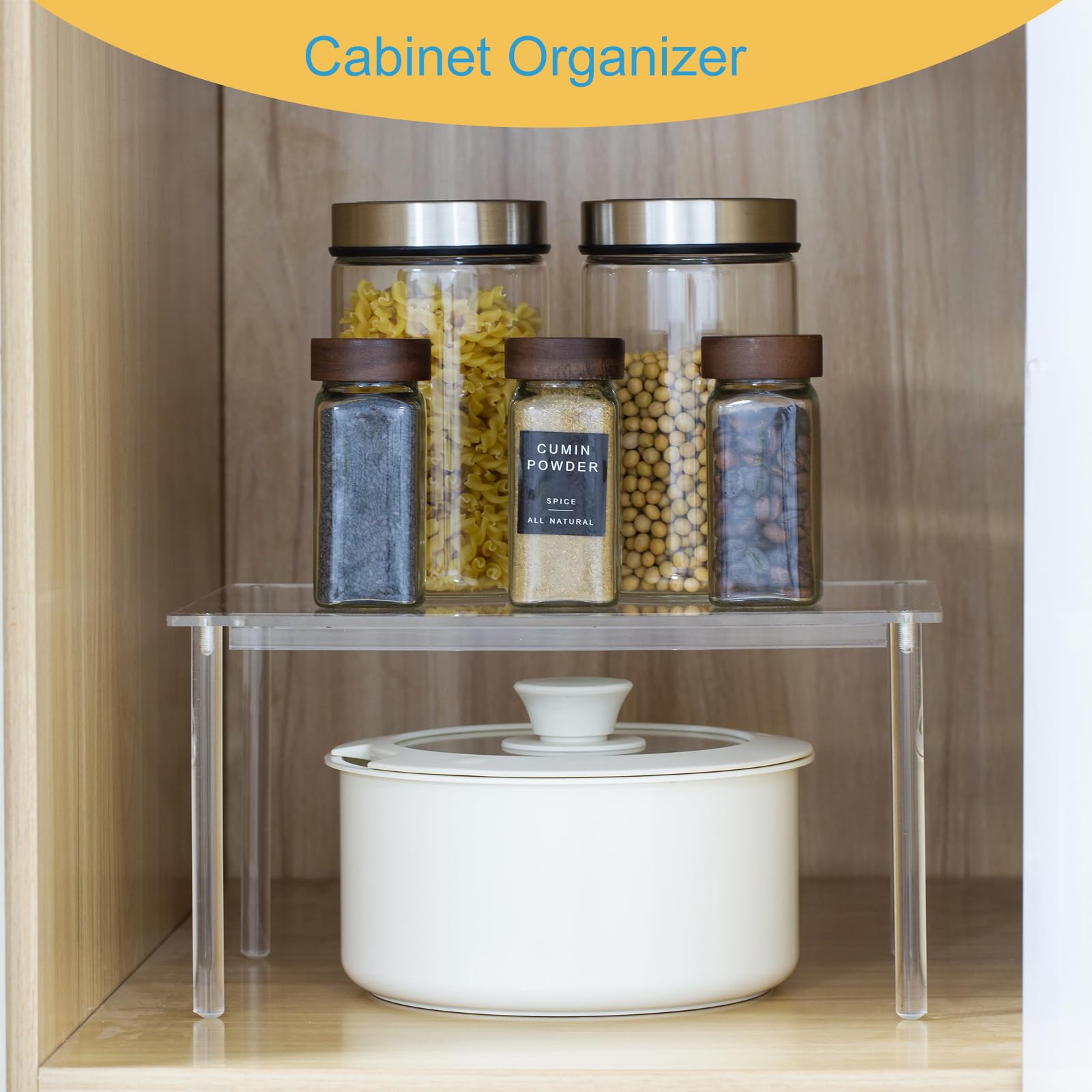 HENABLE 1 Pack Acrylic Cabinet Organizer, Kitchen Countertop Counter Organizer, - product photo