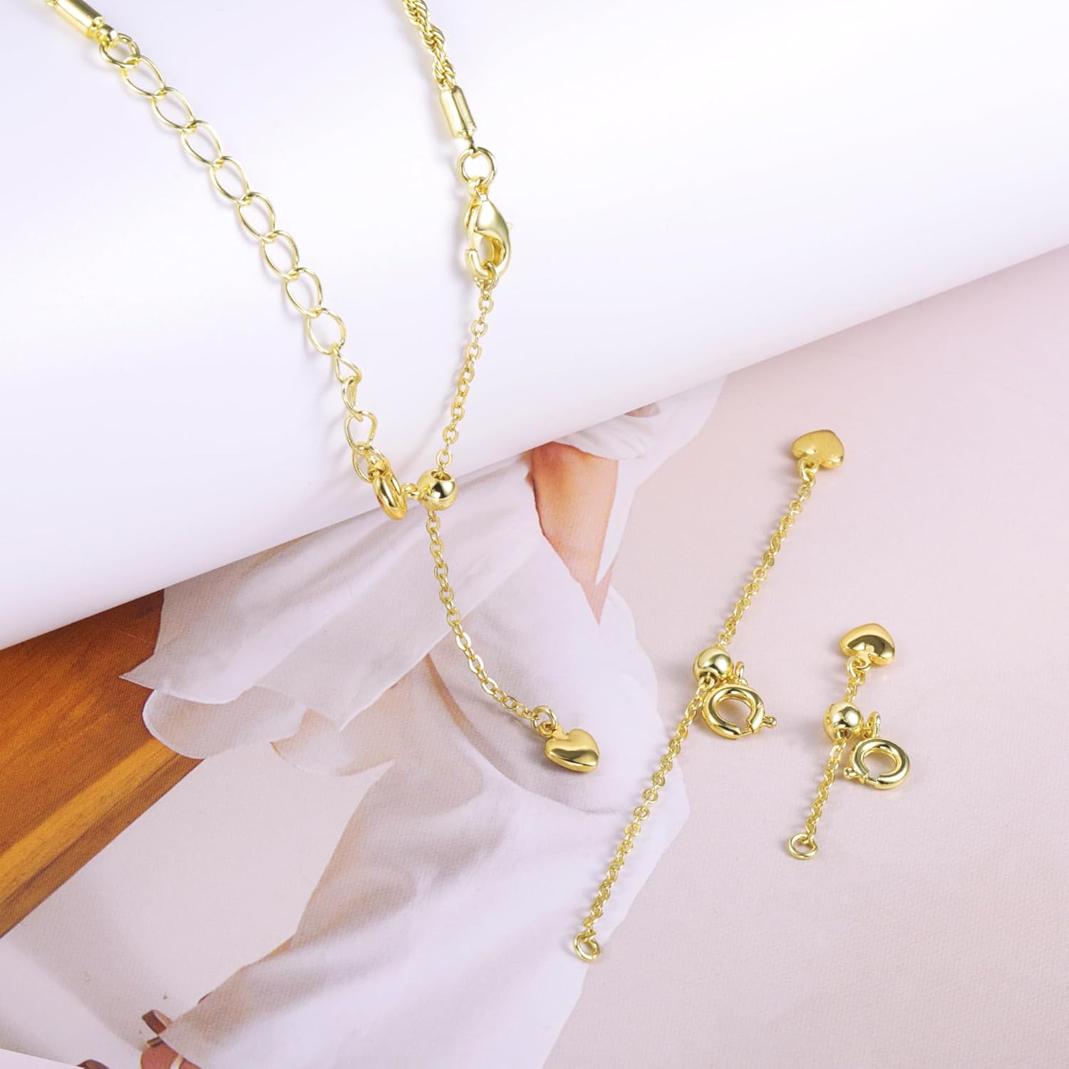 Necklace Extender Durable 14K Gold Plated Solid Brass Slider Necklace Bracelet Extenders Gold Extension Chains for Neckalces(1 2 3 inch) - Image 4