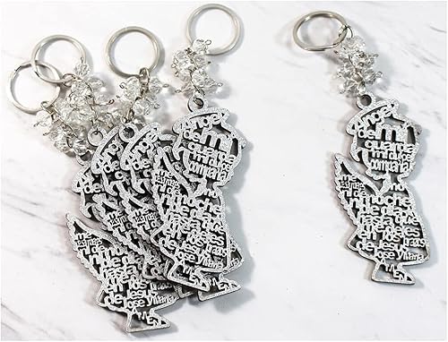 Miniatura 2 de RBN Llavero de madera con halo de ángel de plata con purpurina, 12 unidades, con corte láser, recuerdo de bautizo, ángel, comunión, recuerdos de