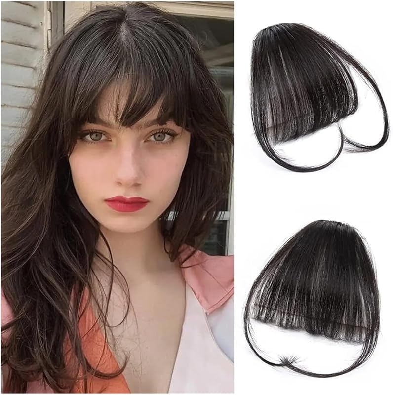 Bang Wig, Synthetic Air Bangs Styling Tools Clip In Hair Extension Fake Invisible Fringe Natural Black Brown Bangs Hair Accessories,Wigs with Bangs(K18-4), 6 Inch