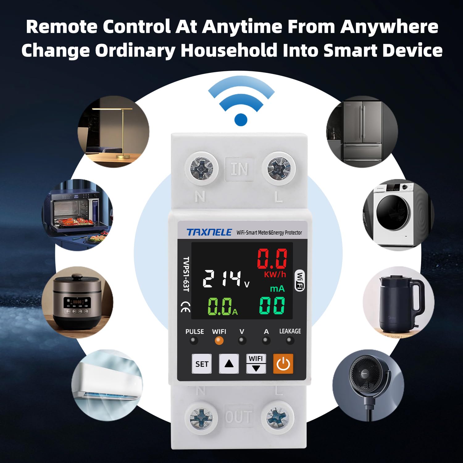 Misuratore di energia intelligente TUYA WiFi AC 63A 85-300V WiFi Smart Earth Leakage sopra sotto il monitor di energia elettrica del protettore di tensione APP Telecomando Smart Life 230V