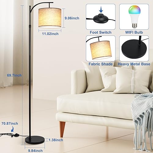 Miniatura 8 de LIGHTESS Lámpara de pie RGB para sala de estar, compatible con la aplicación, moderna lámpara de pie LED regulable, lámpara de esquina que cambia de