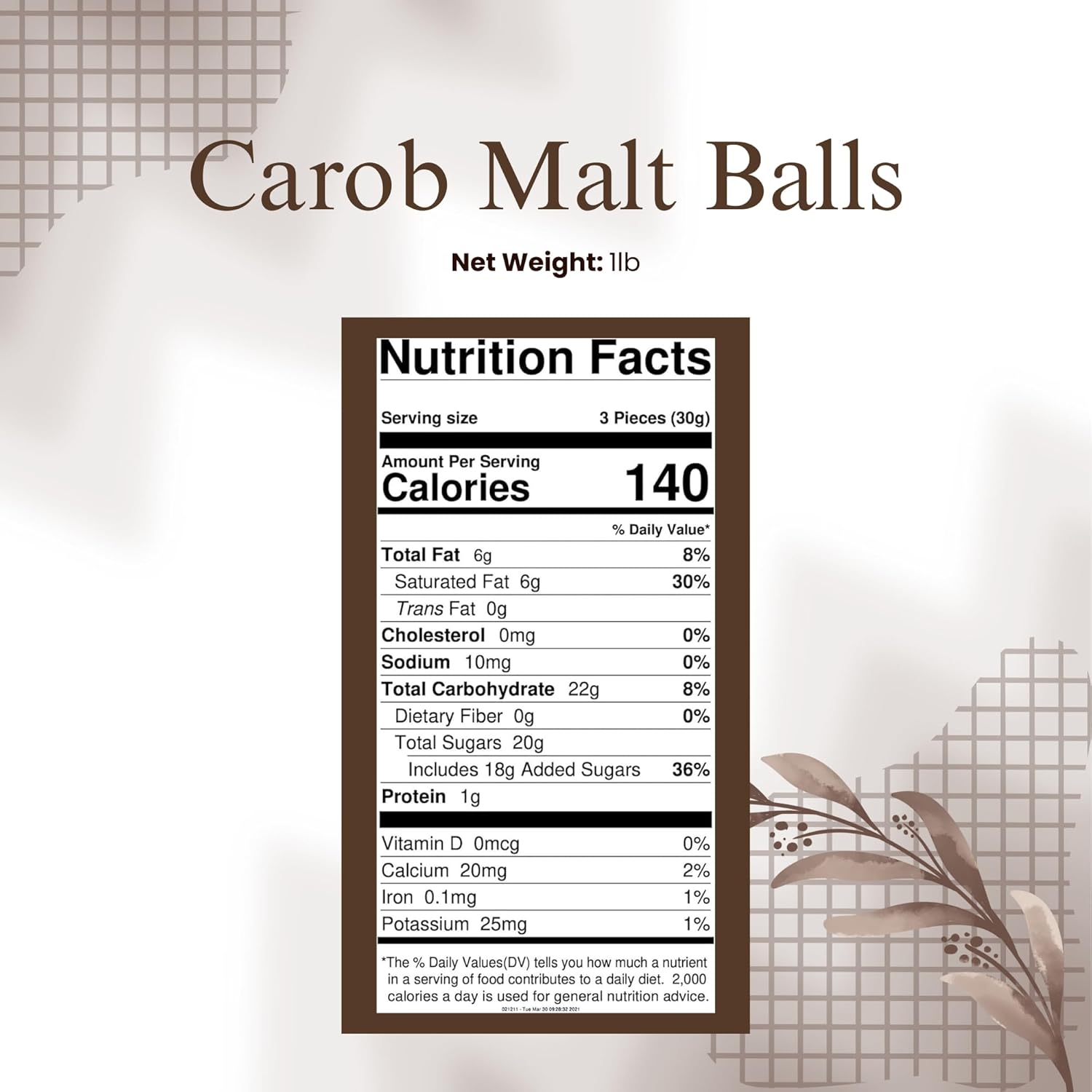 ANDY ANAND CHOCOLATIER Carob Malt Balls, Tastes like chocolate Amazing-Delicious-Decadent Gift Box, Birthday, Valentine, Christmas Gourmet Food, Mothers Fathers day Anniversary Wedding (1 lbs)