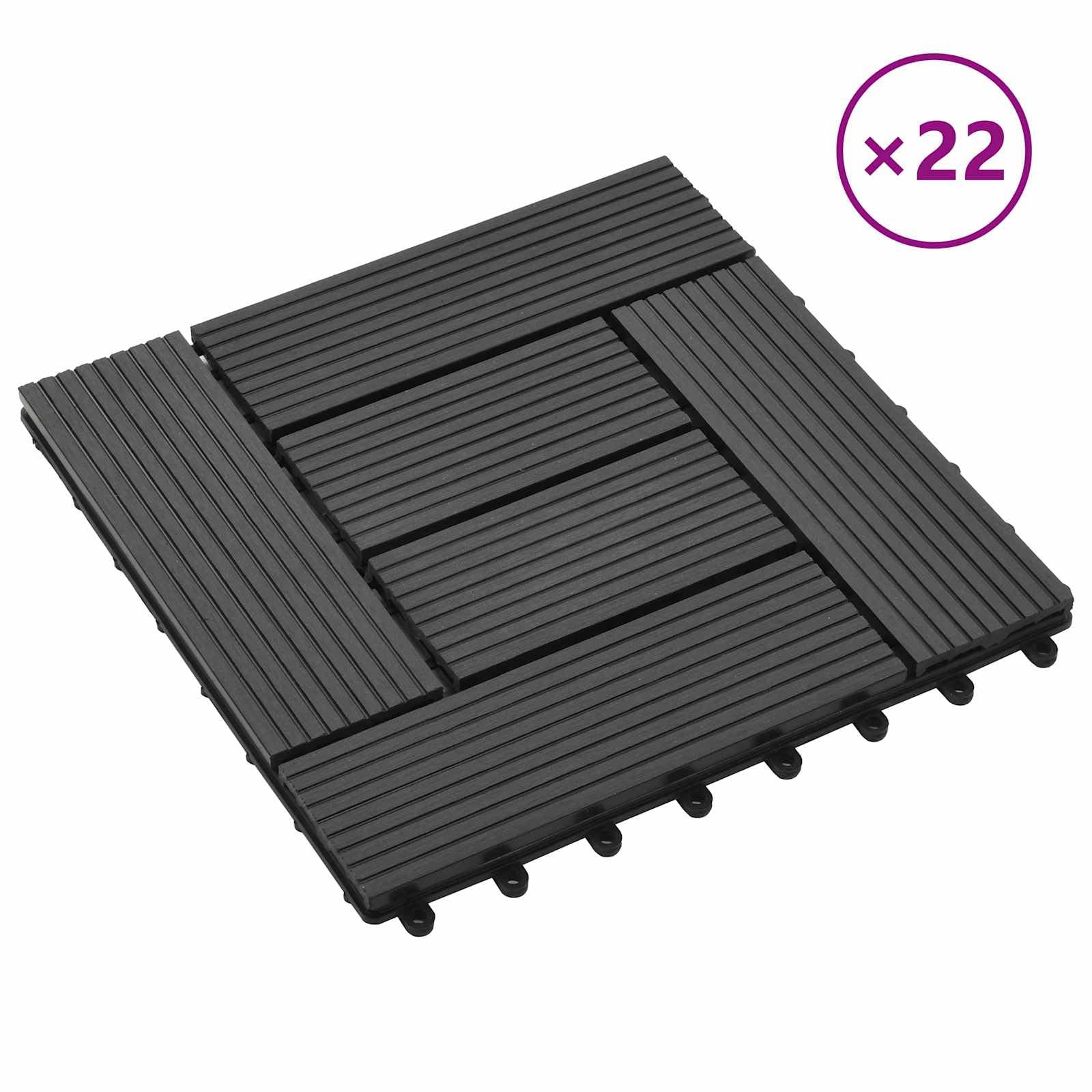 Generisch Terrassenfliese 22 STK. Schwarz 30 x 30 cm WPC,Haushaltsbedarf,18 kg-3444834