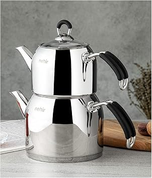 Modern Maxi Large Size Stainless Steel 1.6-2.5 Lt. Teapot Set