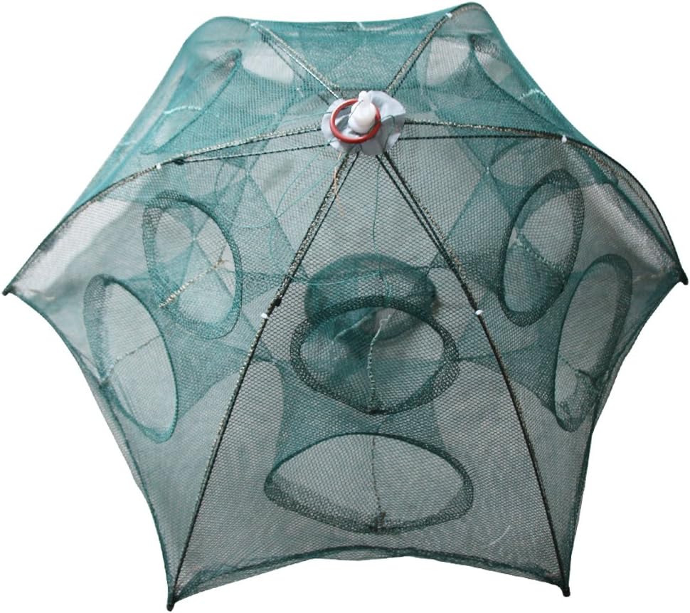 Foldable Fishing Net Landing Net Trap Cast Dip Cage for Fish Shrimp Minnow Crayfish Crab Size 37.40inch (6 Sides 12 Holes+1 Hole)