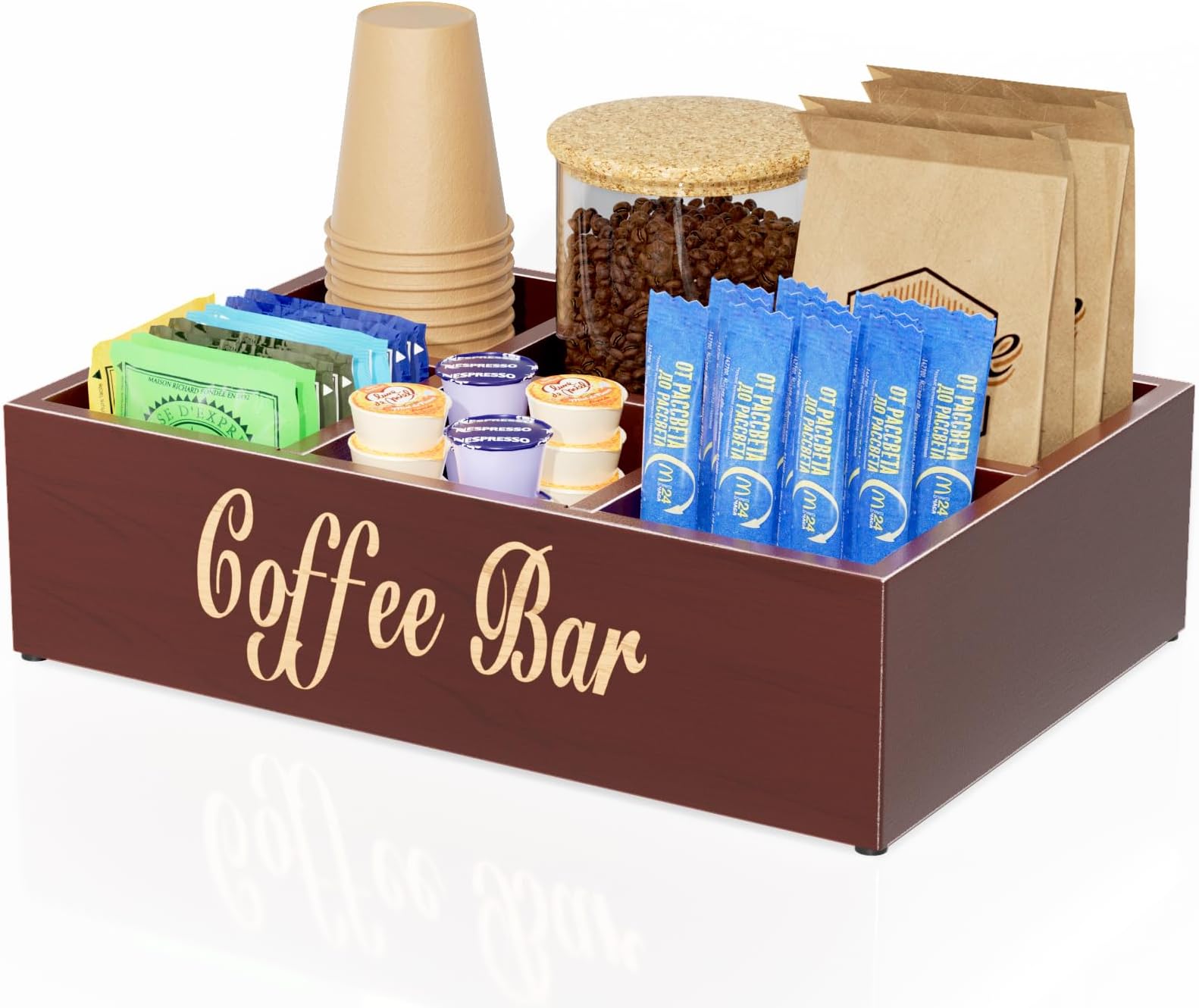 Amazon.com: INFTYLE Coffee Station Organizer - Wooden Coffee Bar ...