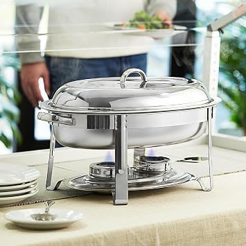 6 Qt. Oval 2/3 Size Stainless Steel Chrome Accent Chafer Chafing Dish Food warmer Chafing dish buffet set Buffet servers and warmers Food warmer for parties Chafing dishes Chafing dish Food warmers