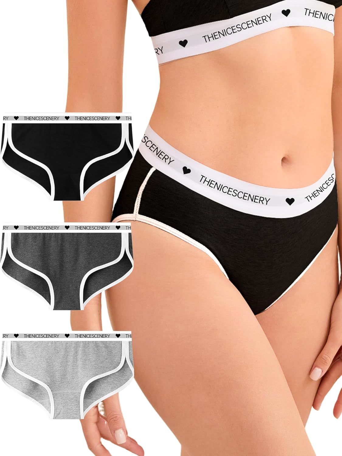 Womens Underwear Cotton Ladies Bikini Underwear Hipster Panties Soft Breathable Women Briefs 3 PCS