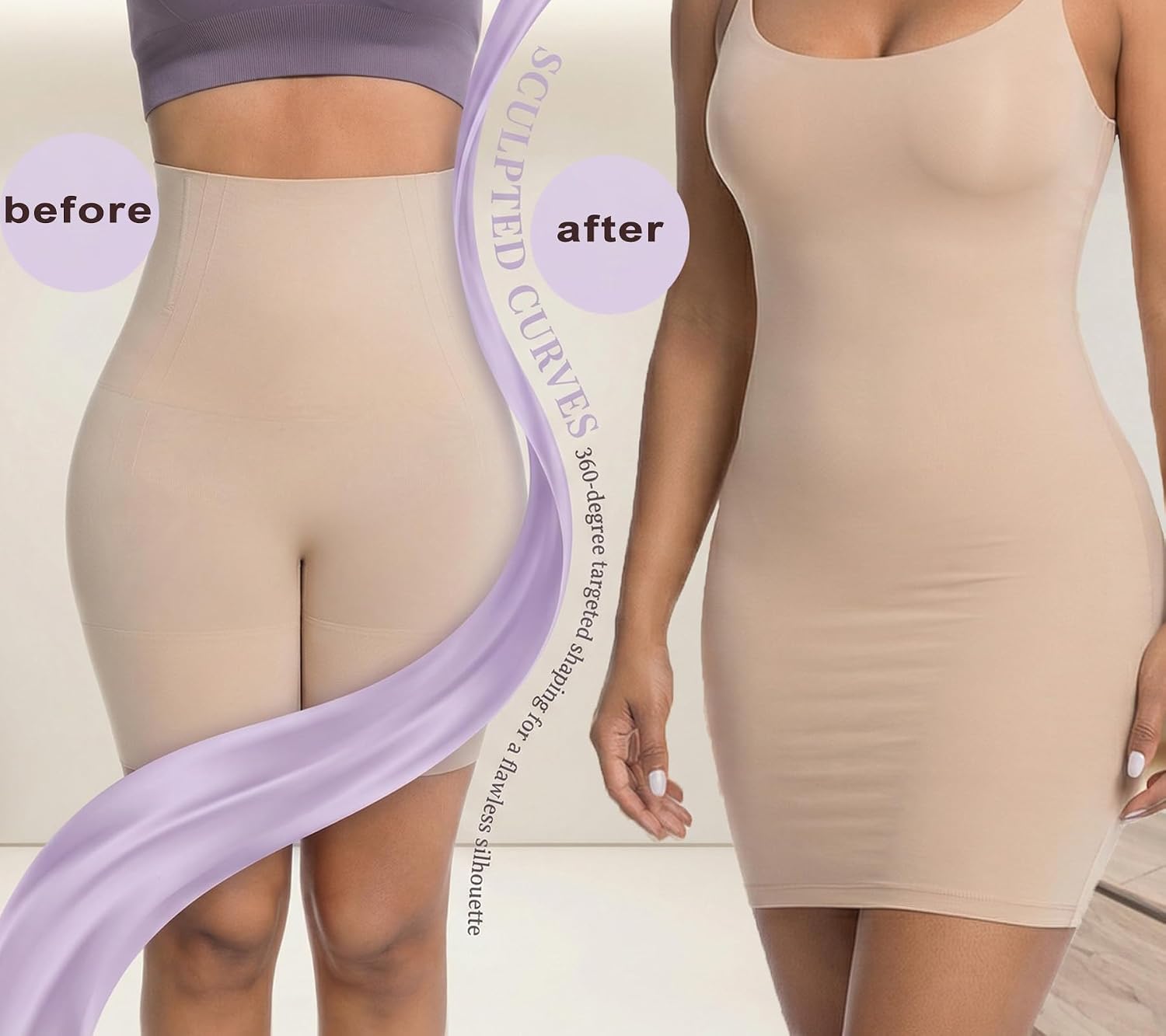 Tummy Control Shapewear Shorts for Women, High Waisted Seamless Shaper Shorts Butt Lifting Shorts Under Dresses