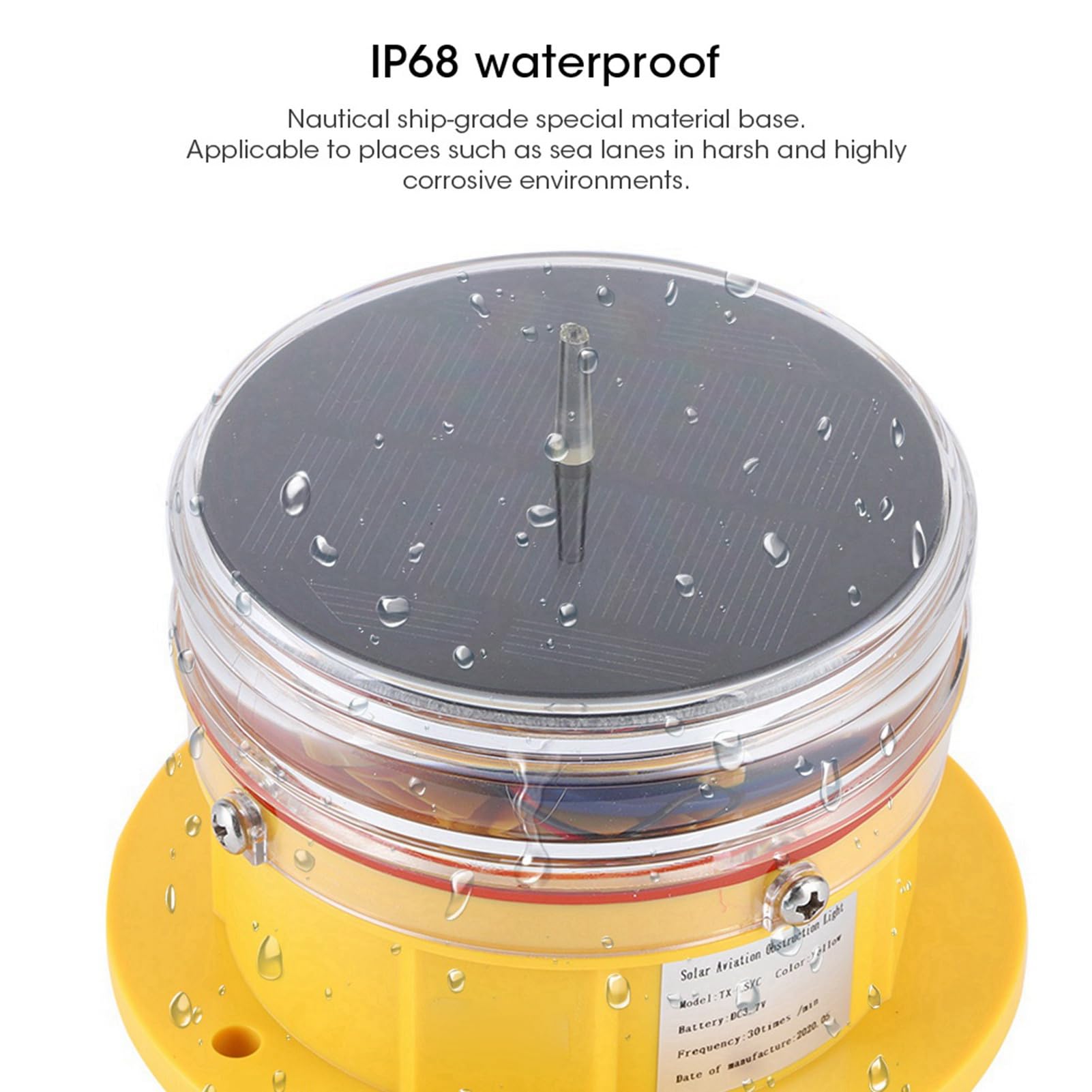 Culnflun Luz lateral de energía solar IP68 hermética LED para barco, muelle marino, barcaza, baliza de seguridad, luz intermitente, iluminación de 360°, luz lateral, luz de