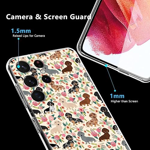 Miniatura 3 de Funda diseñada para Samsung Galaxy S21 Ultra, linda funda protectora transparente con diseño de perros salchicha divertidos perros salchicha y