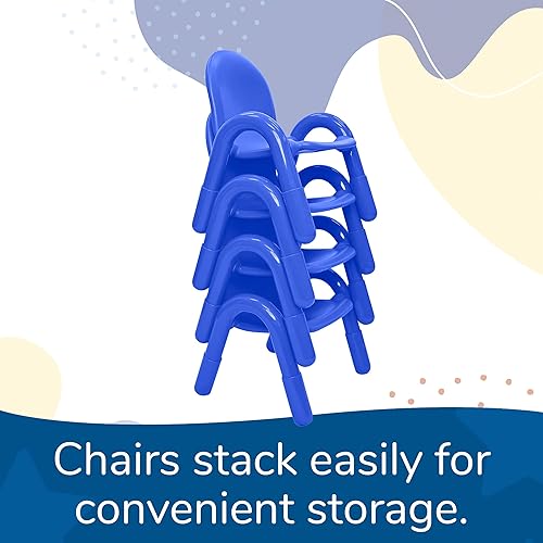 Miniatura 3 de Silla infantil de 9" de Childrens Factory Baseline, azul real, paquete de 4, solución de asiento ergonómico apilable para aulas y escuelas en casa