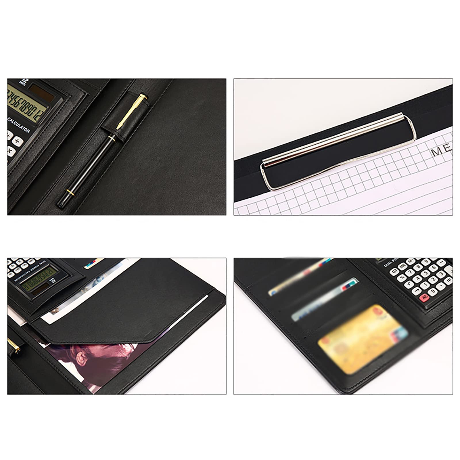 Cartella Portadocumenti A4 Cartella multifunzionale in pelle A4 File Manager for ufficio aziendale Forniture per Ufficio(Schwarz)