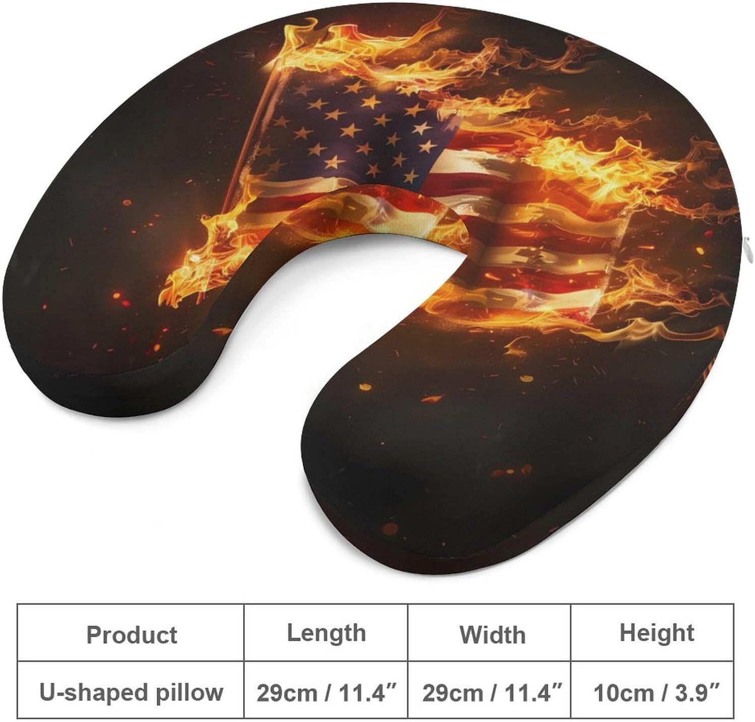 Fire and Flames of U.S. Burning Funny Travel Pillow U Shaped Memory Foam Neck Pillows Portable for Flight Car Home Office
