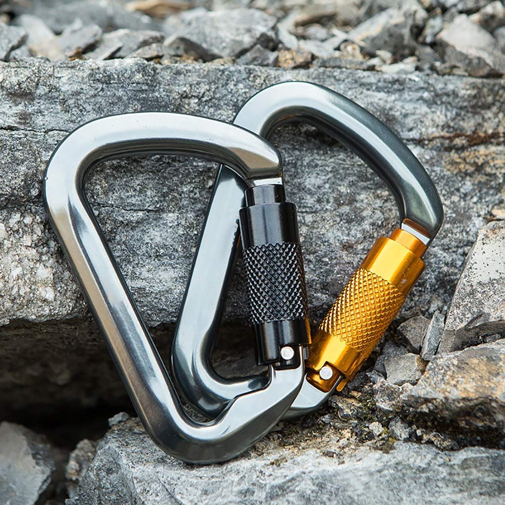 Moschettone Grande, Gancio a Clip Moschettone Auto-Grande, Clip 2 Pezzi 25kn Caribeaners per impieghi gravosi Campeggio Escursionismo all'aperto Super Durevole (Grigio Nero,112x75mm)