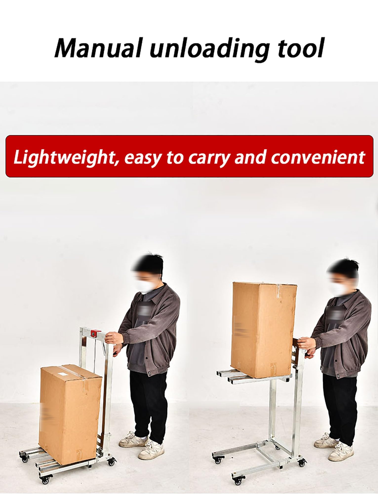 Carretilla elevadora manual de manivela, carretilla elevadora portátil para garaje y almacén, acero galvanizado, capacidad de 60 kg, ideal para manejo de materiales