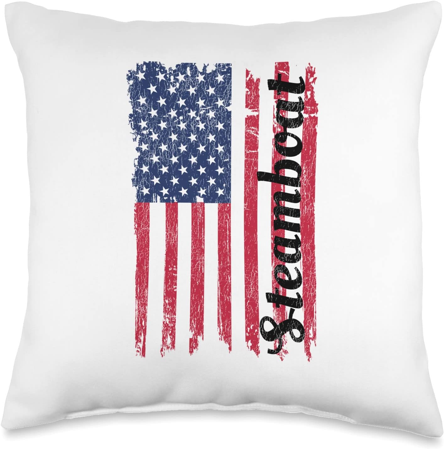 Steamboat Springs Colorado Skiing Vintage USA Flag Steamboat Throw Pillow