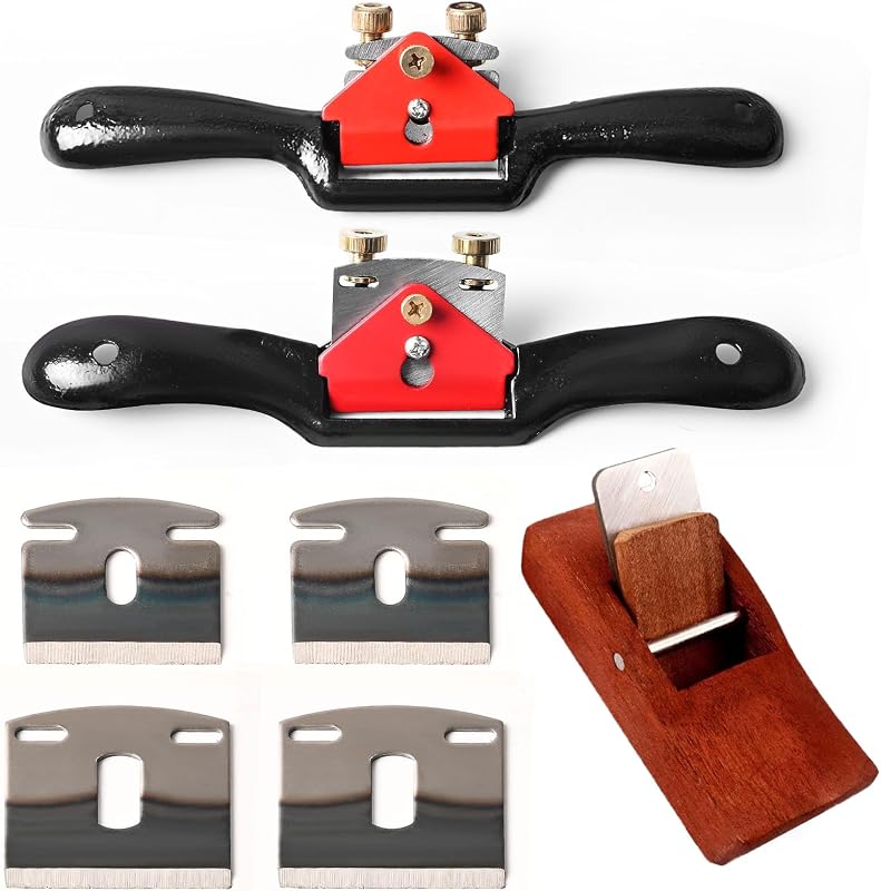 Adjustable Spokeshave Kit with 6pcs Metal Blade, Portable Woodworking Plane