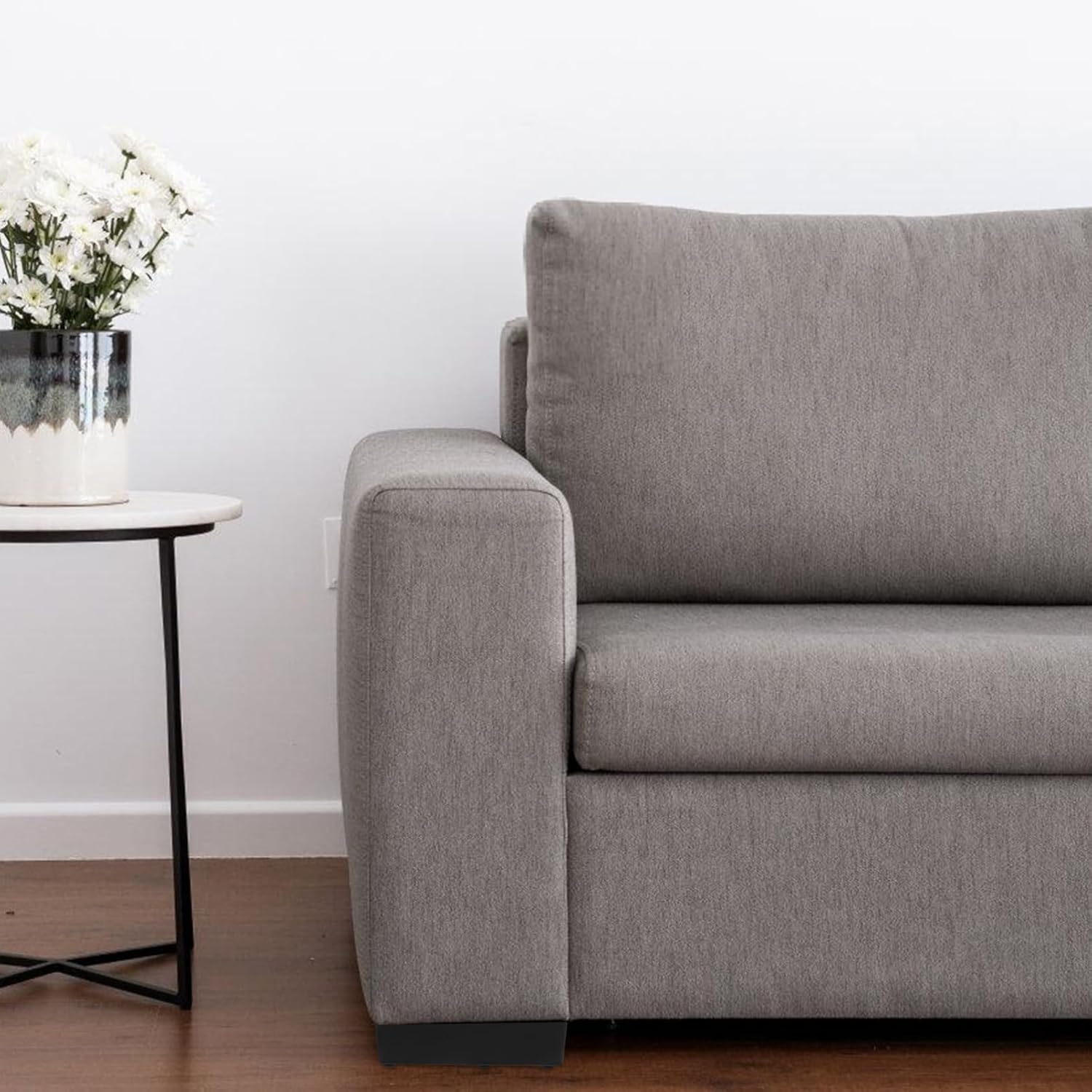 Black Plastic Sofa Feet Set of 4, 5cm Height Bed Risers for Furniture Support, Durable Seven-Shaped Legs for Couch, Dresser and Bed, Elevating Design