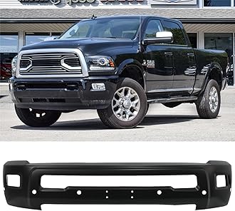 Front Bumper Compatible with 2010-2018 Dodge Ram 2500/3500, Black Truck Automotive Steel Replacement Bumpers Face Bar, with Fog Light Holes & Sensor Holes (Style F)