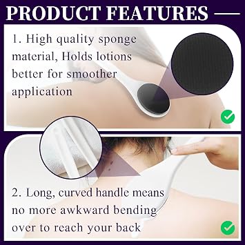 Lotion Applicator for Back - Long Handled Sponge for Easy Lotion Back Applicator, Back Lotion Applicator for Lotion and Cream, Ideal Back Cream Applicator Tool