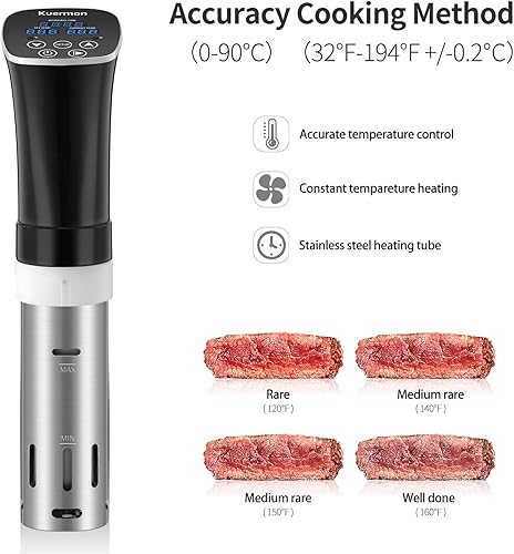 Miniatura 3 de Sous Vide - Temporizador digital de temperatura precisa, circuladores de inmersión térmica, ultra silenciosos, 1000 vatios para cocina (SV238A)