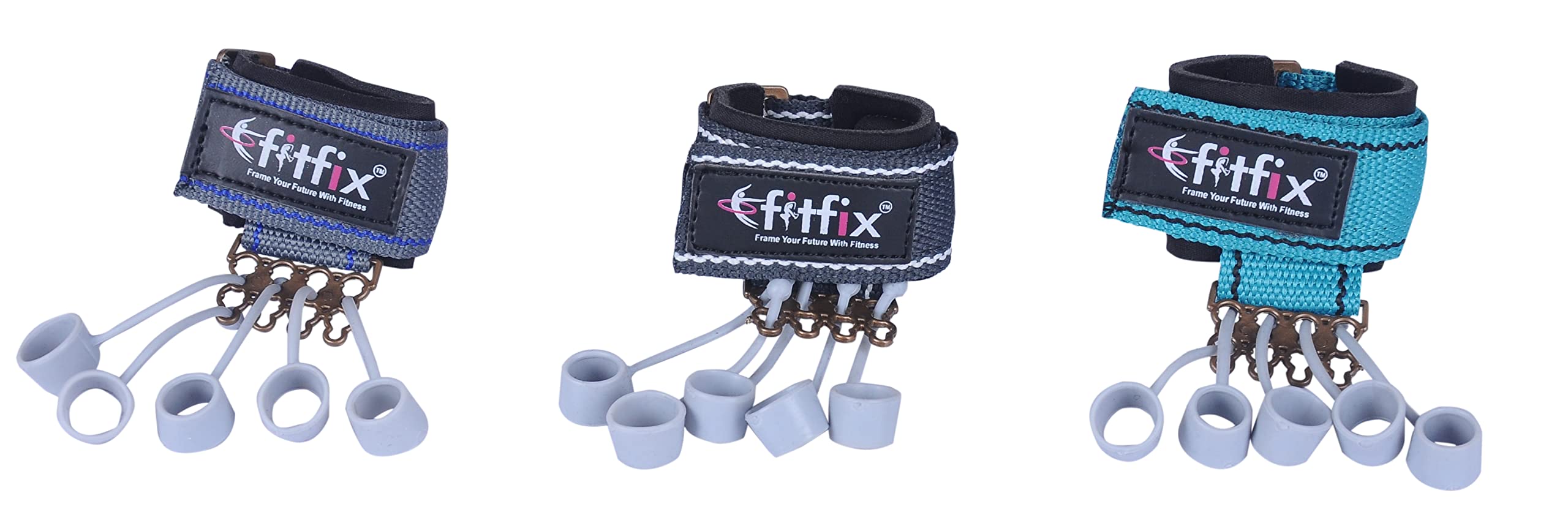 Fitfix® Finger Gripper Strength Trainer Forearm Exerciser Hand Yoga Resistance Band Finger Expander Finger Extension Exerciser Climbing Finger Hand Paralysis Rehabilitation Training and Home Exercise Exercise Grip Builderr with 5 elastic loops 3