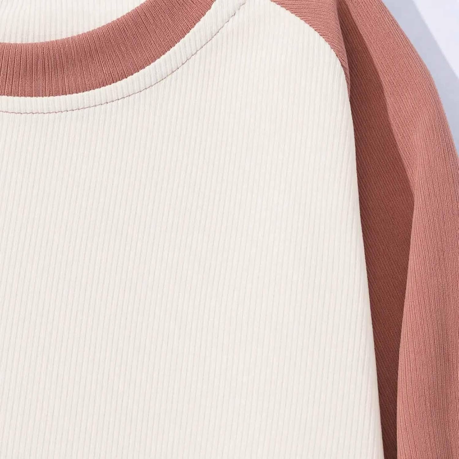 Men's Casual Contrast Shirt Crew Neck Long Raglan Sleeve Pullover