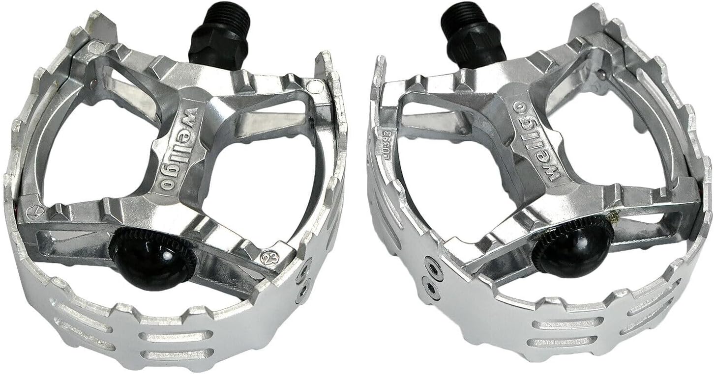 Wellgo Old School BMX MTB XC-II Bear Trap 9/16" Bicycle Pedals, Silver, WE2964