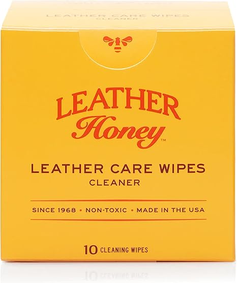 Leather Honey Cleaner Wipes: Clean Leather On-The-Go. 10 Cleaning Wipes for Leather, Faux & Vinyl: Any Color of Couches, Car Seats, Purses, Shoes & Bags. Made in the USA, Non-toxic & Ready-to-Use
