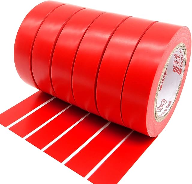 Maveek Electrical Tape 0.6 Inch 15M Red Electrical Insulation Tape, 50 Feet, 6 Pack
