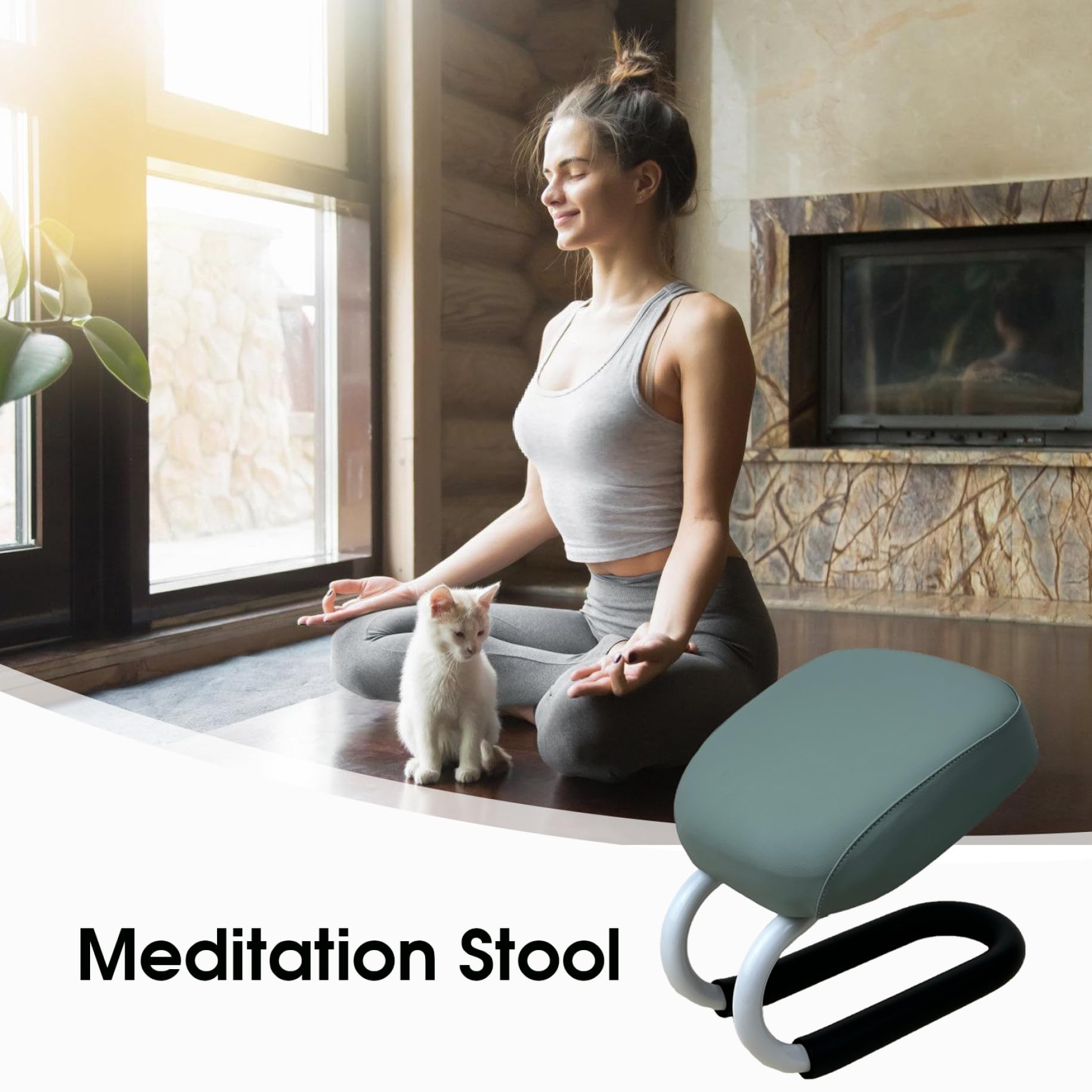 Taburete de meditación, cómodo y Ajustable, arrodillador de oración con Almohadilla Antideslizante, Banco de meditación portátil para Adultos en casa, Asiento