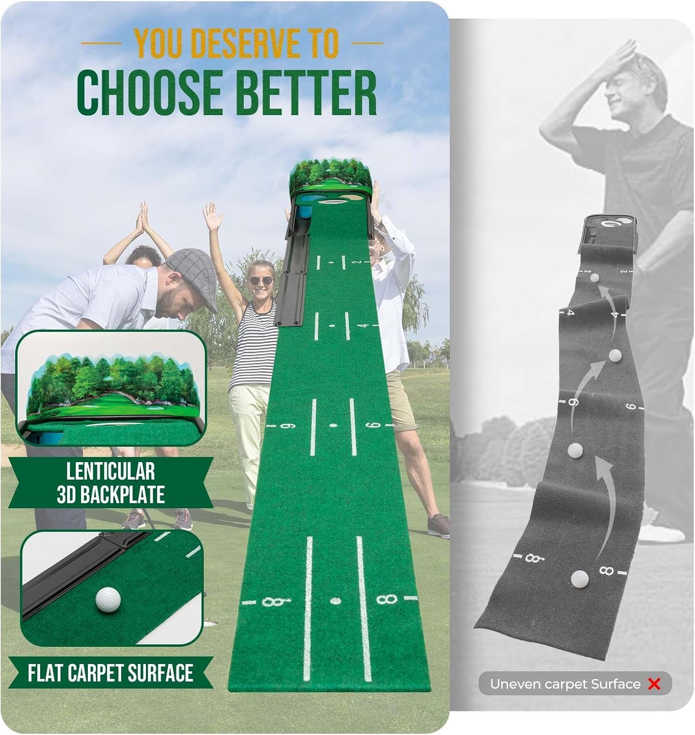 Swingtek - Tapis de golf pour mise en jeu d'intérieur, équipement d'entraînement de putting vert avec retour de balle, aide d'entraînement de pratique de mini-golf pour la maison et le bureau, cadeaux